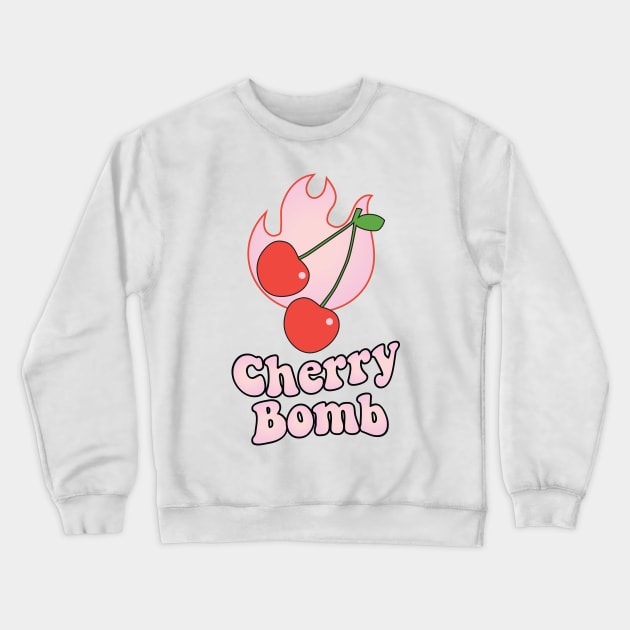 Cherry Bomb and Pink Flaming Design Crewneck Sweatshirt by YourGoods